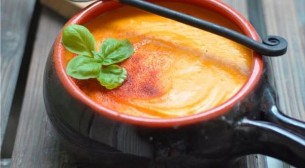 Крем-суп из печёной тыквы и картофеля с плавленым сыром