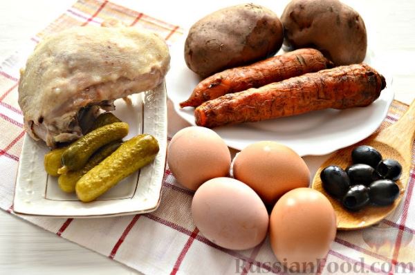 Салат "Обезьянка" (с курицей, яйцами, овощами)